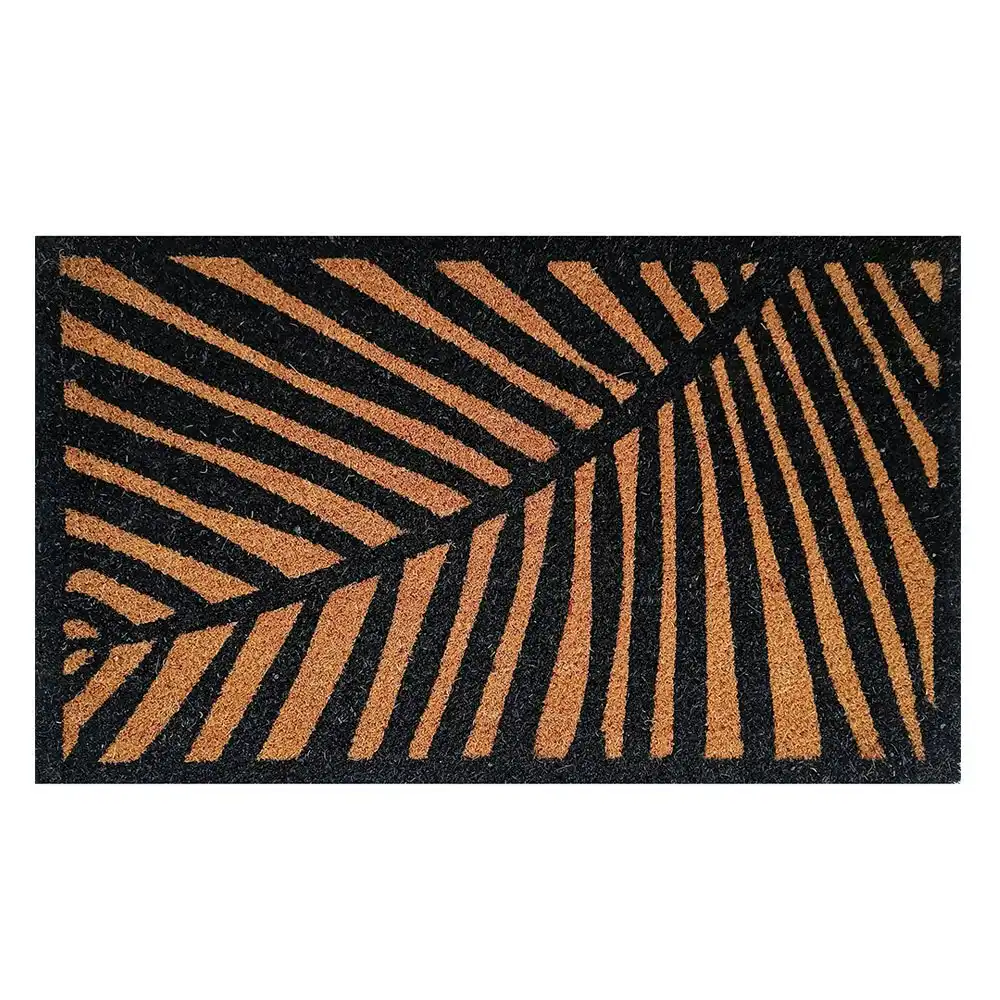 Solemate PVC Coir Black Fern 45x75cm Stylish Durable Outdoor Front Doormat