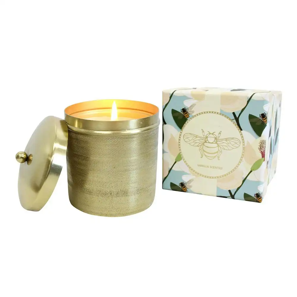 Iron/Wax 12cm Scented Tealight Candle Spun Brass Vanilla Home Fragrance Display