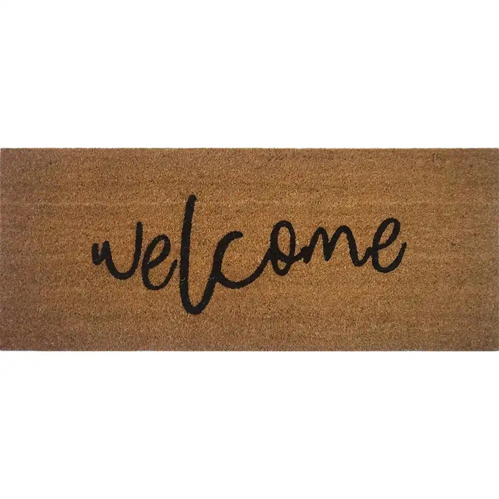 Solemate Latex Backed Coir Welcome Nat 45x110cm Slim Outdoor Stylish Doormat