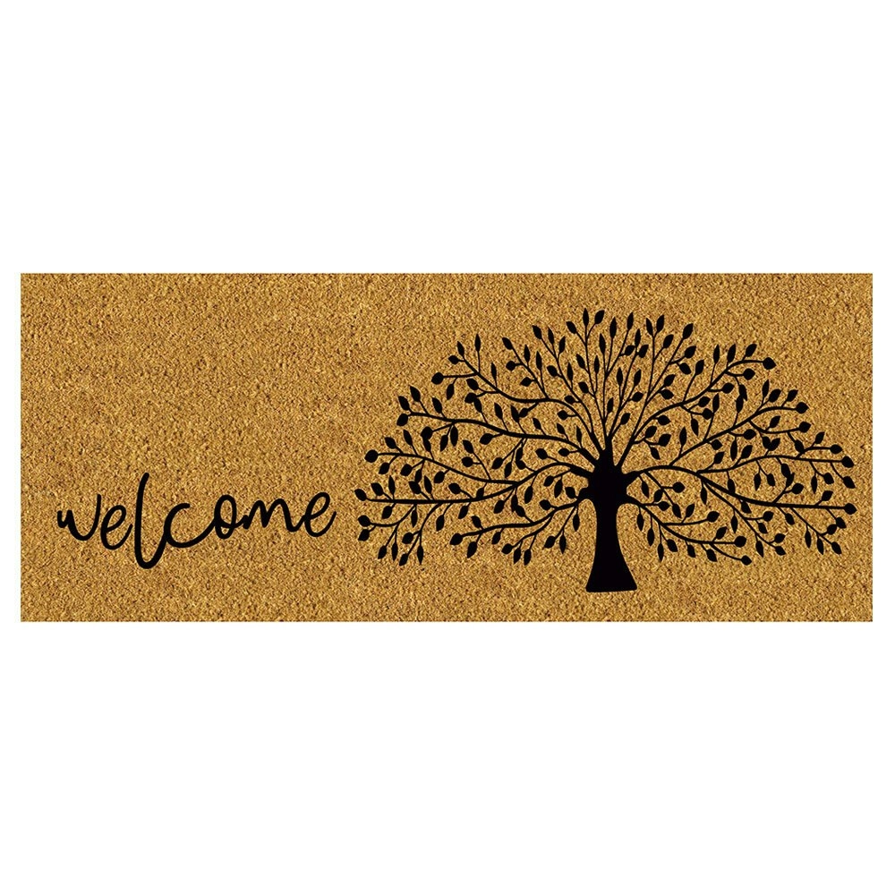 Solemate Latex Backed Coir Welcome Tree 45x110cm Slimline Outdoor Doormat