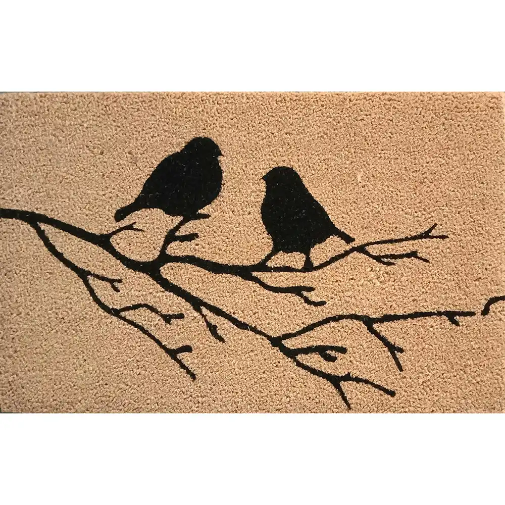 Solemate Latex C Birds On Branch Mat 50x80cm Sustainable Nature Natural & Black