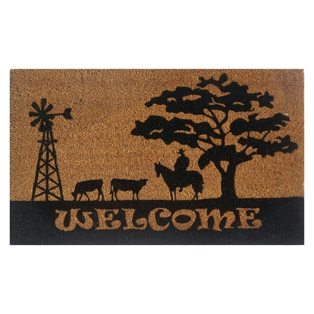 Solemate Latex Coir WelcomeCountry50x80cm Stylish Durable Outdoor Front Doormat