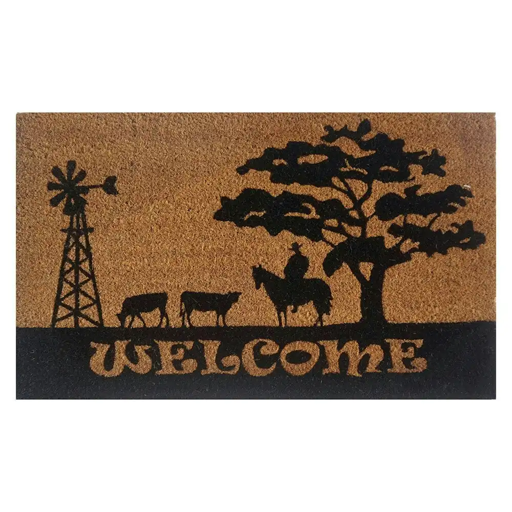 Solemate Latex Coir WelcomeCountry50x80cm Stylish Durable Outdoor Front Doormat
