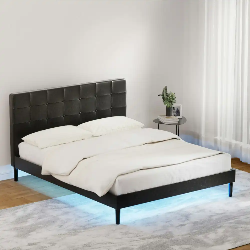 Artiss Bed Frame Queen Size LED Black RAVI