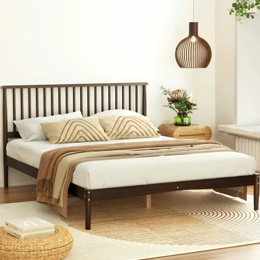 Artiss Bed Frame Queen Size Wooden Walnut VISE