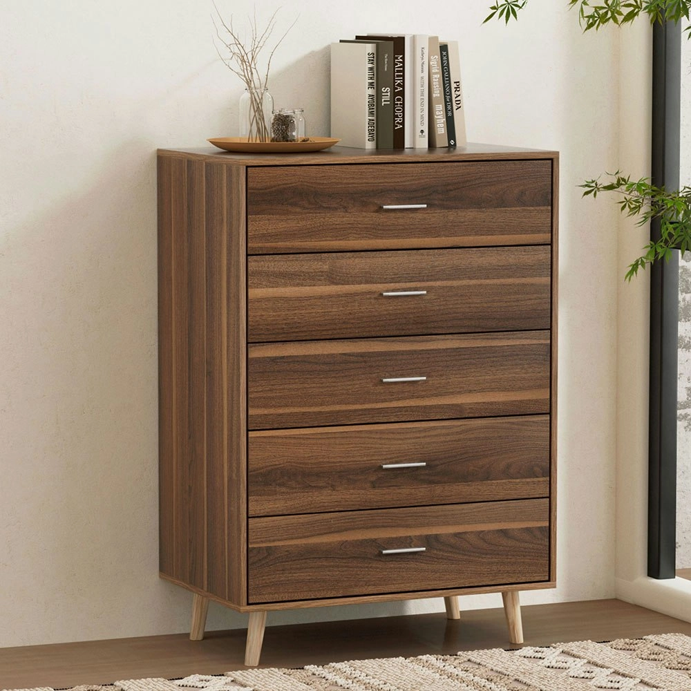 Artiss 5 Chest of Drawers - MIRI Walnut