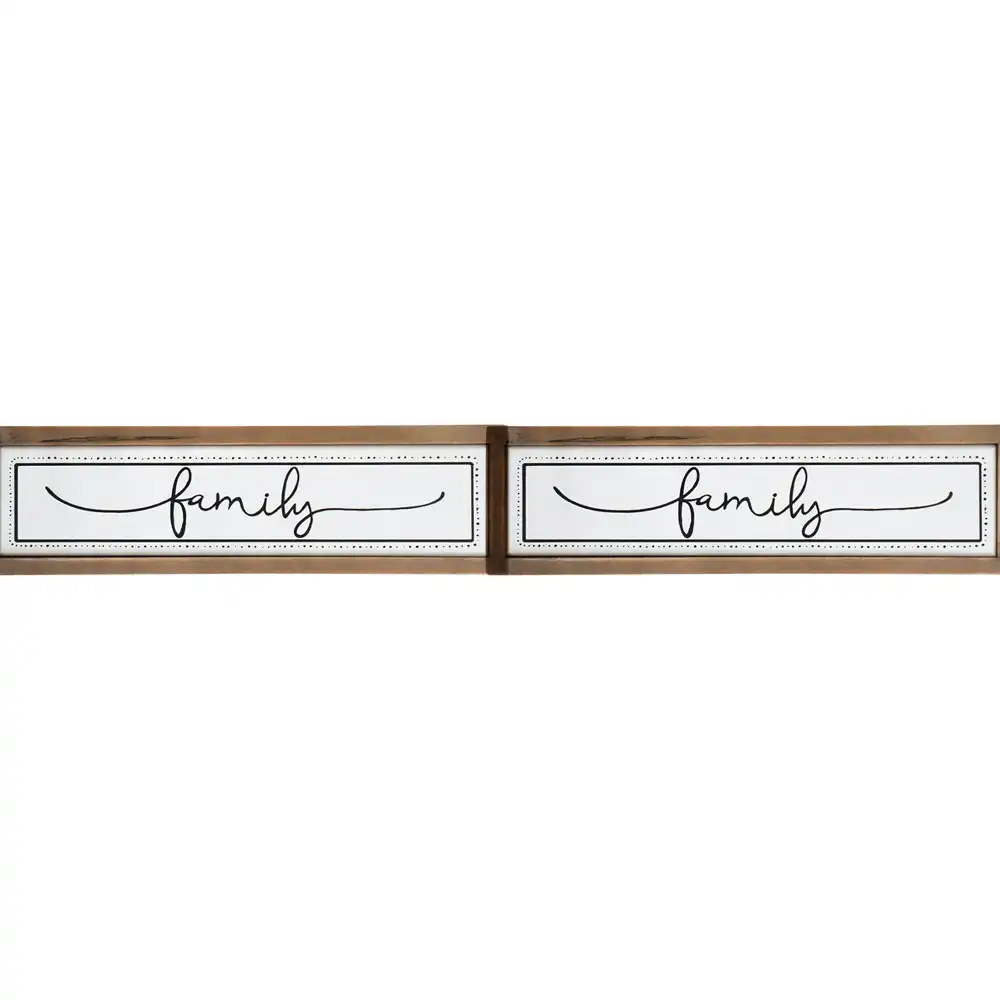 2x Wood/MDF 30cm Family Sign Home Hanging Wall/Tabletop Decorative Rect Plaque