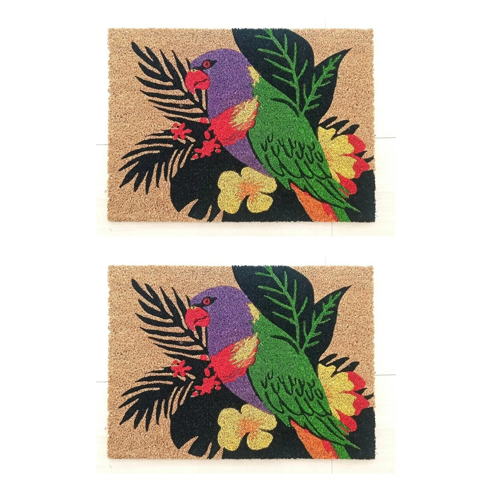 2PK Solemate Latex Coir Lorikeet 40x55cm Stylish Durable Outdoor Front Doormat