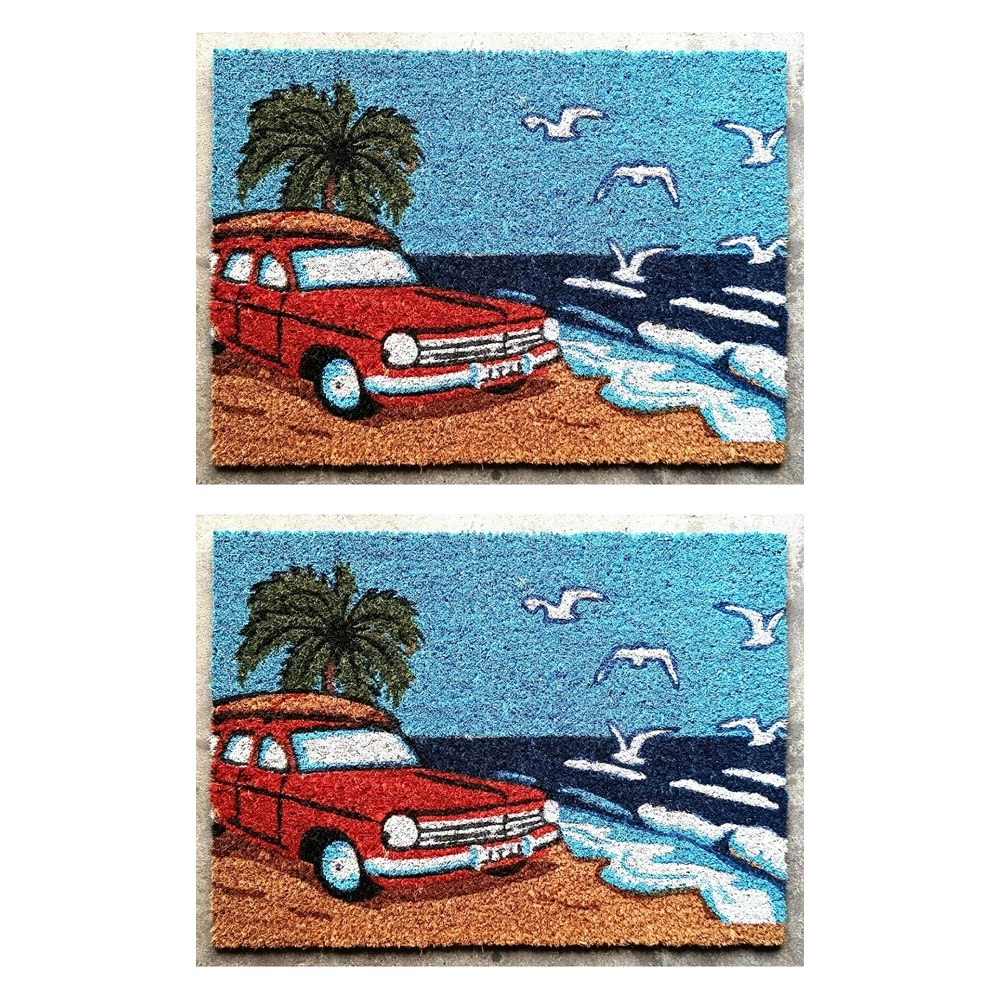 2PK Solemate Latex-Coir Red EH Surf 40x55cm Stylish Durable Front Doormat