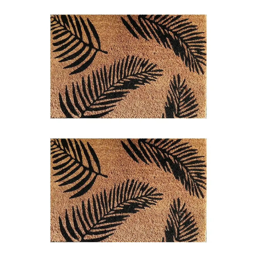 2PK Solemate Latex Backed Coir Fern 40x60cm Stylish Outdoor Front Doormat