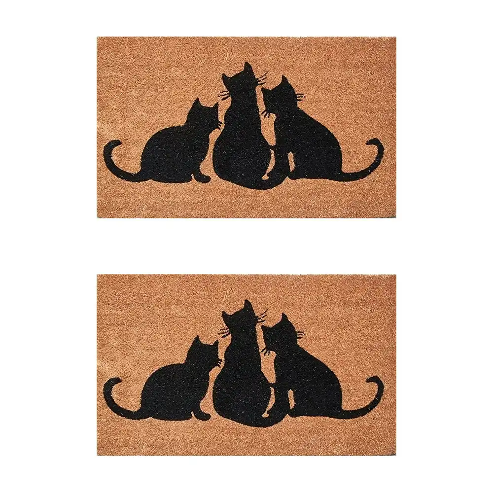 2PK Solemate Latex Backed Coir Cats 40x60cm Stylish Outdoor Front Doormat