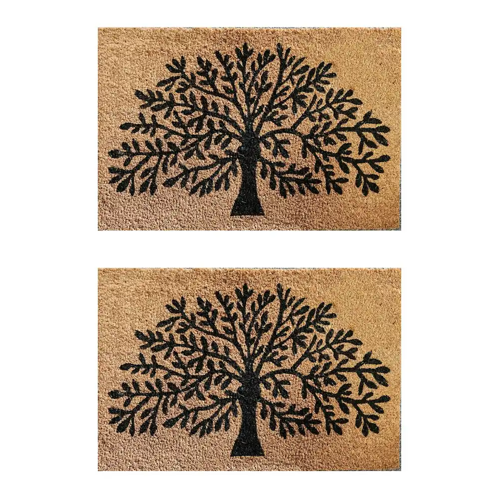 2PK Solemate Latex Bk Tree of Life 40x60cm Stylish Durable Outdoor Front Doormat