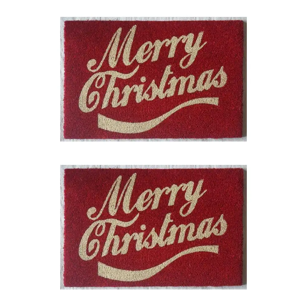 2PK Solemate Latex Merry Christmas 40x60cm Stylish Durable Outdoor Front Doormat