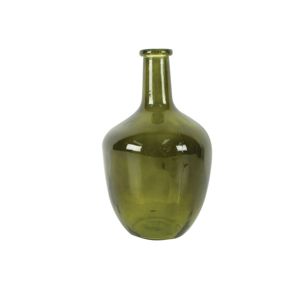 Maine & Crawford Burch Bottle Neck 30x18cm Glass Flower Vase Home Decor Green