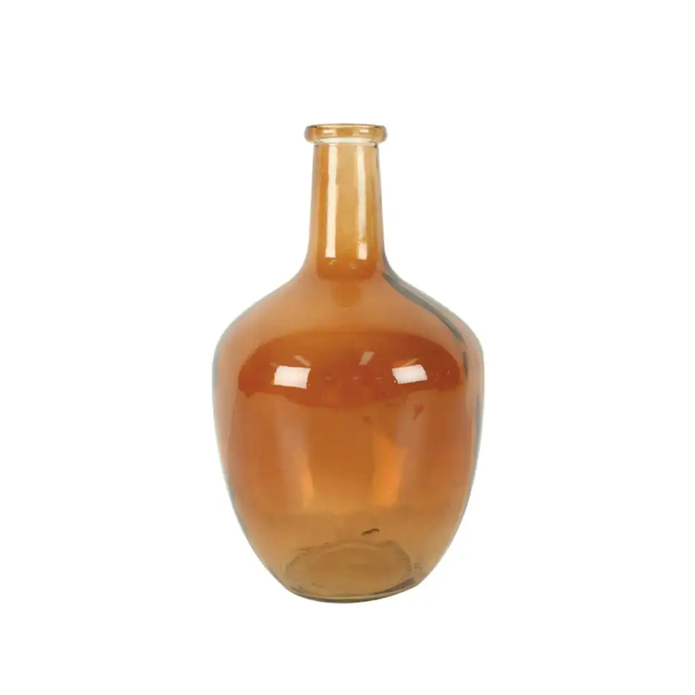 Maine & Crawford Burch Bottle Neck 30x18cm Glass Flower Vase Decor Burnt Orange