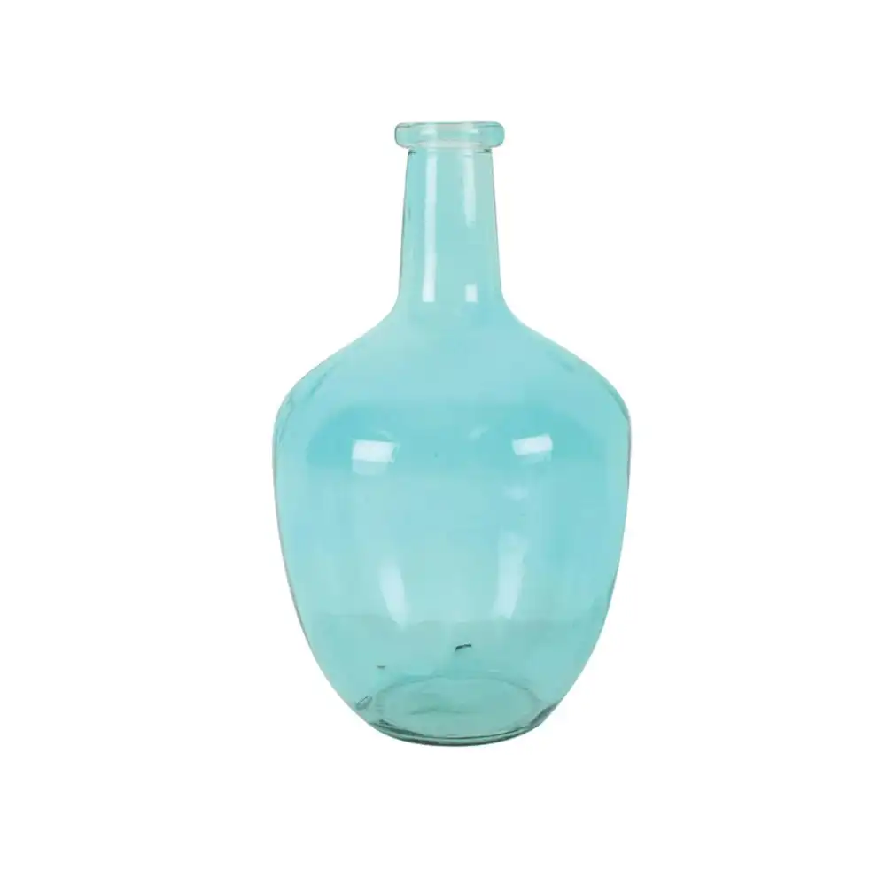 Maine & Crawford Burch Bottle Neck 30x18cm Glass Flower Vase Decor Aqua Blue