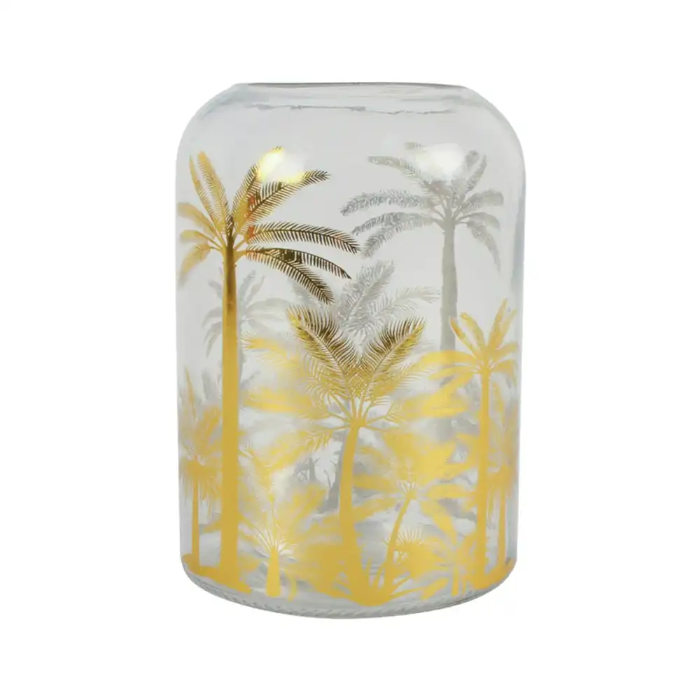 Maine & Crawford Hana 24x17cm Golden Palm Glass Flower Vase Home Decor Clear