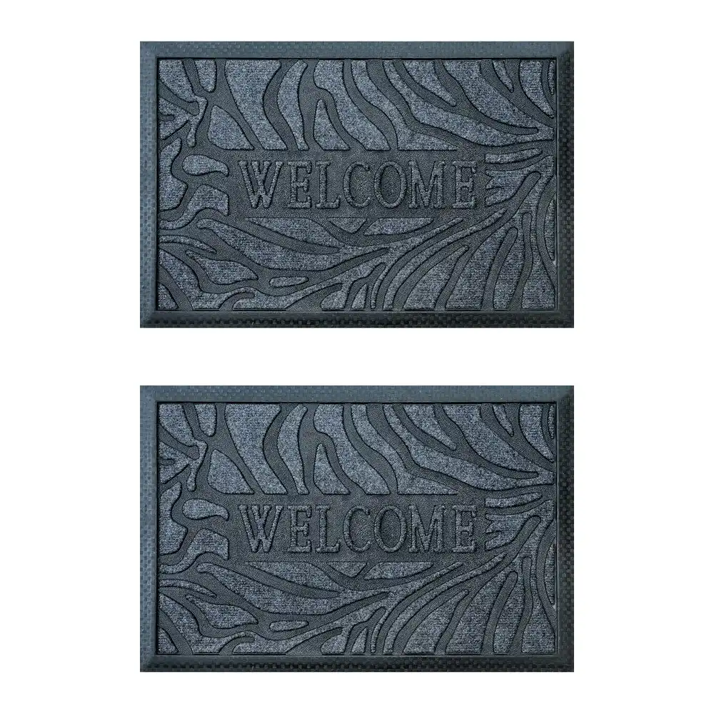 2PK Solemate Marine Carpet Welcome Zebra 40x60cm Durable Outdoor Front Doormat