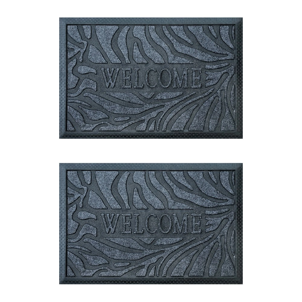 2PK Solemate Marine Carpet Welcome Zebra 40x60cm Durable Outdoor Front Doormat