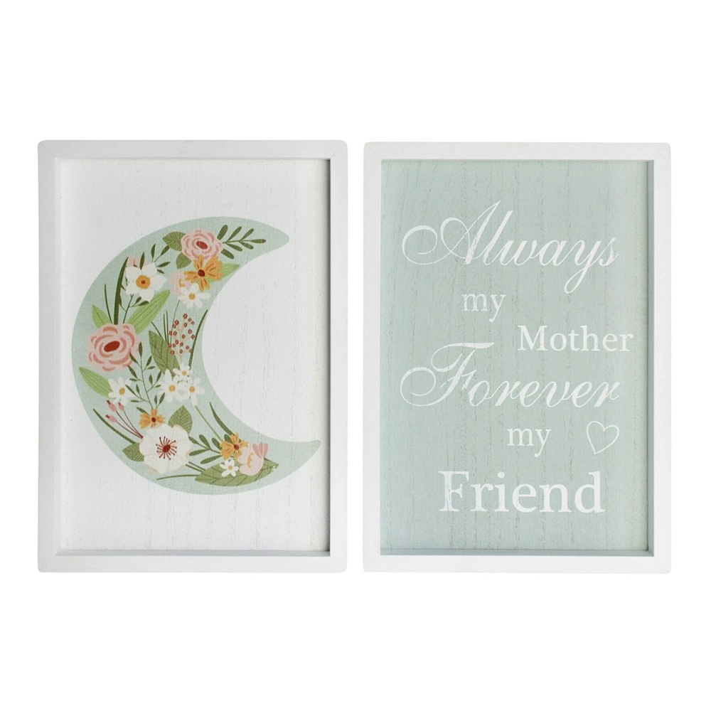 2pc Decorative MDF 20x28cm Mother Friend Wall Hanging Sign Home Room Decor Set