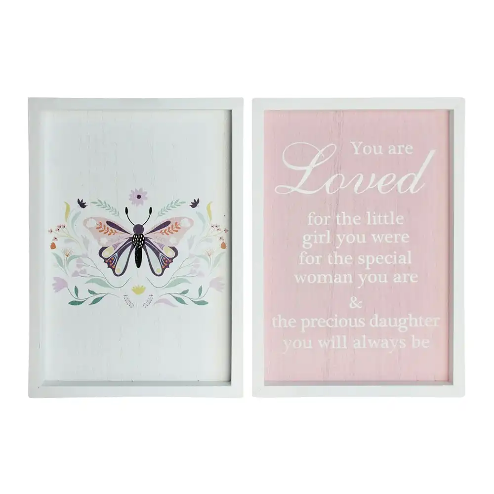 2pc Decorative MDF 20x28cm Loved Daughter Wall Hanging Sign Home Room Decor Set