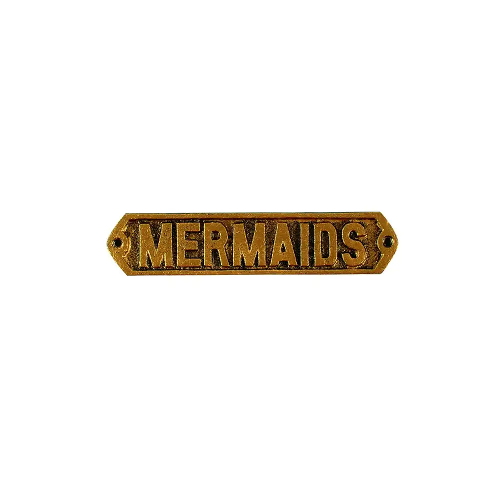 Maine & Crawford Wafi 20x4cm Cast Iron Mermaids Plaque Hanging Wall Decor Gold