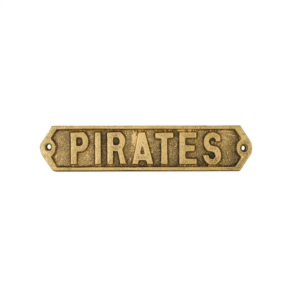 Maine & Crawford Wafi 20x4cm Cast Iron Pirates Plaque Hanging Wall Decor Gold