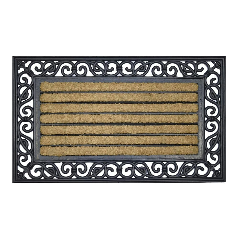 Solemate Rubber& Coconut Coir Ribbed 45x75cm Stylish Outdoor Entrance Doormat