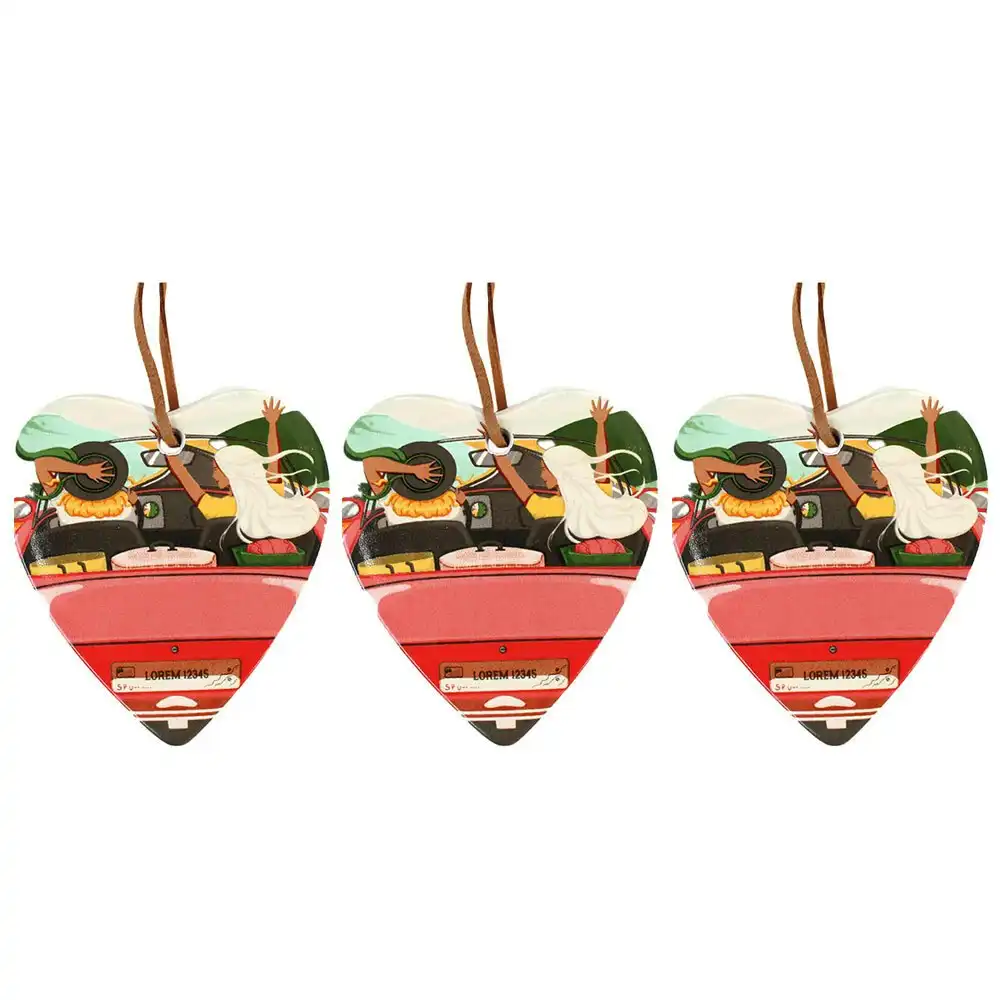 3x Ceramic Hanging 8x9cm Heart Partners Crime Ornament w/ Hanger Home Room Decor