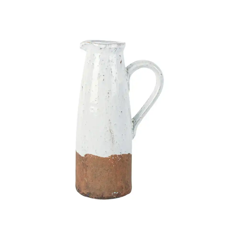 Maine & Crawford Zafer 28x17cm Terracotta Jug Flower Vase Decor Natural/White