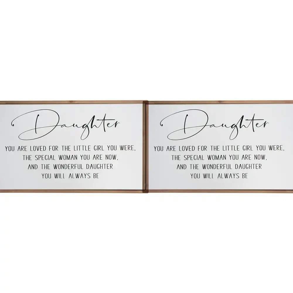 2x Wood/MDF 40cm Daughter Sign Home Wall/Tabletop Decorative Rectangular Plaque