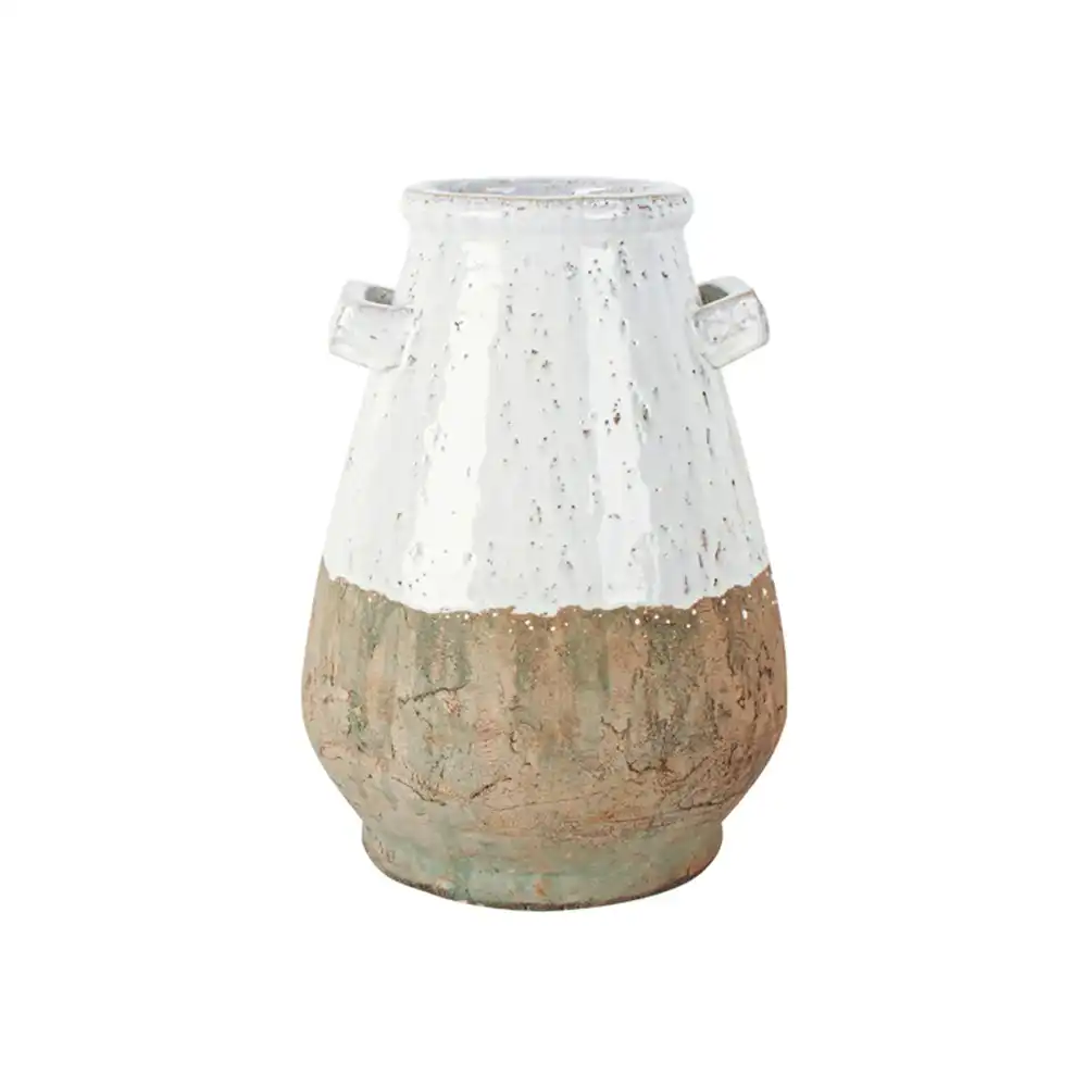 Maine & Crawford Zafer 30x21cm Terracotta Jug Flower Vase Decor Natural/White
