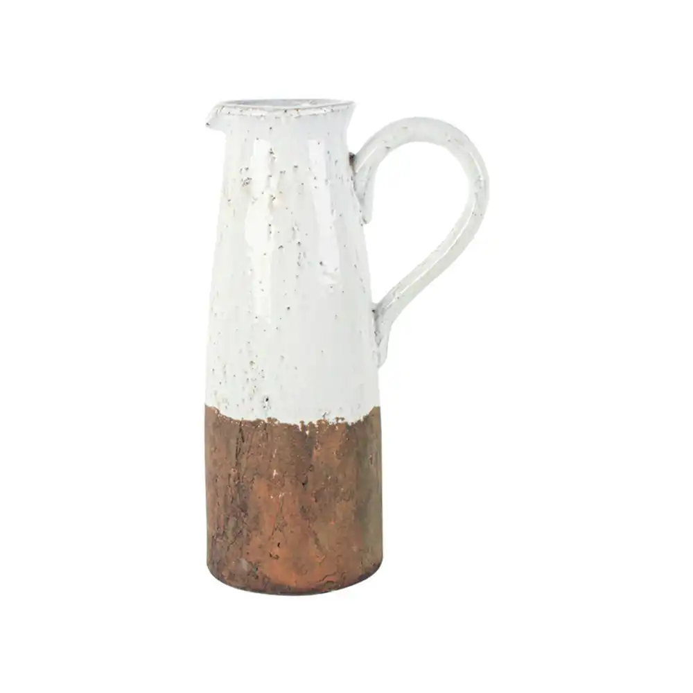 Maine & Crawford Zafer 36x20cm Terracotta Jug Flower Vase Decor Natural/White
