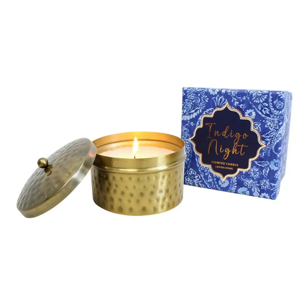 Iron/Wax 11.5cm Scented Tealight Candle Indigo Night French Pear Home Fragrance