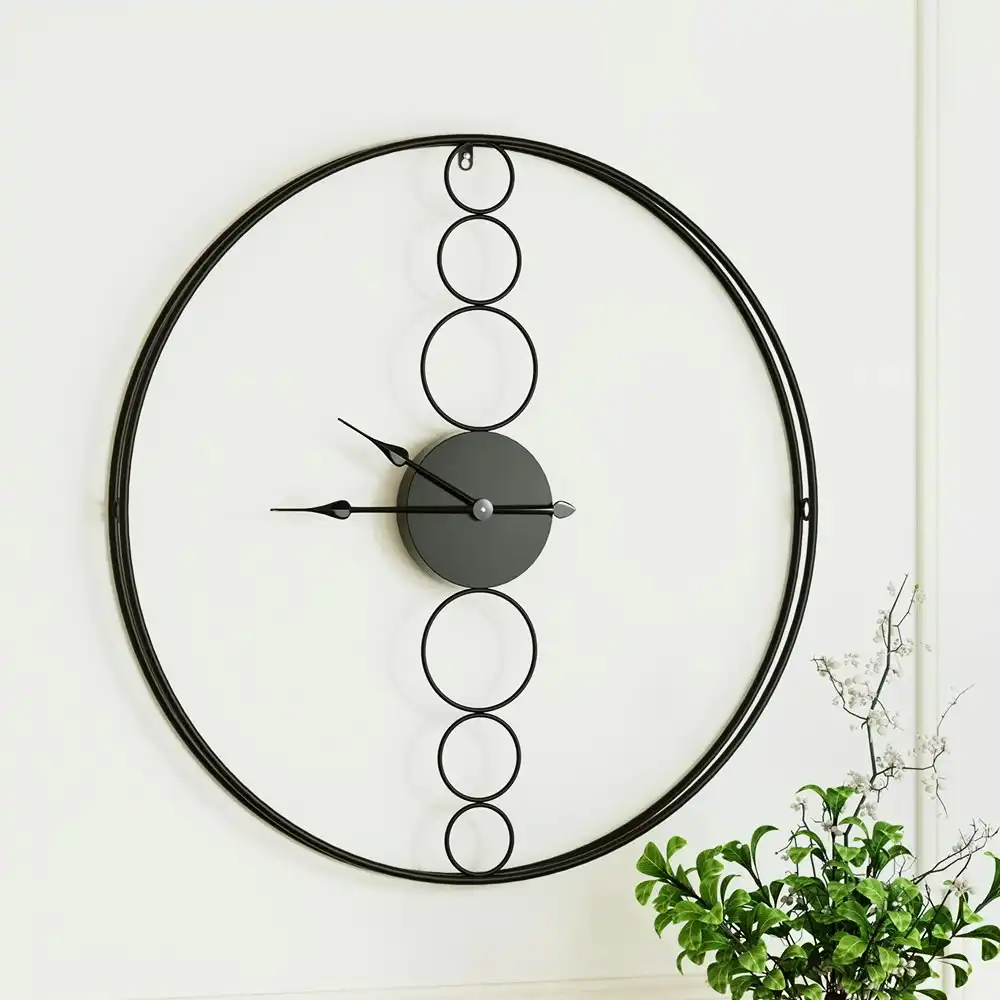 Artiss 75cm Wall Clock Large No Numeral Round Black