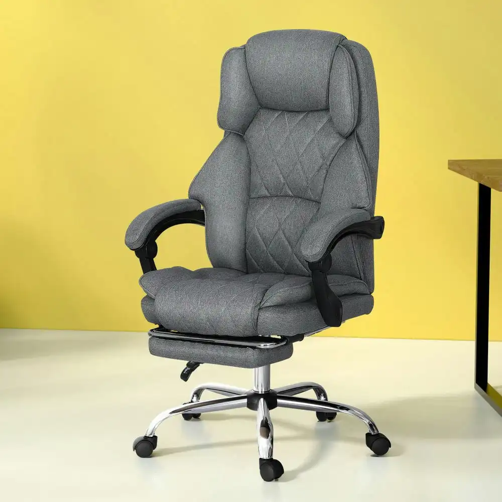 Artiss Executive Office Chair Fabric Footrest Grey