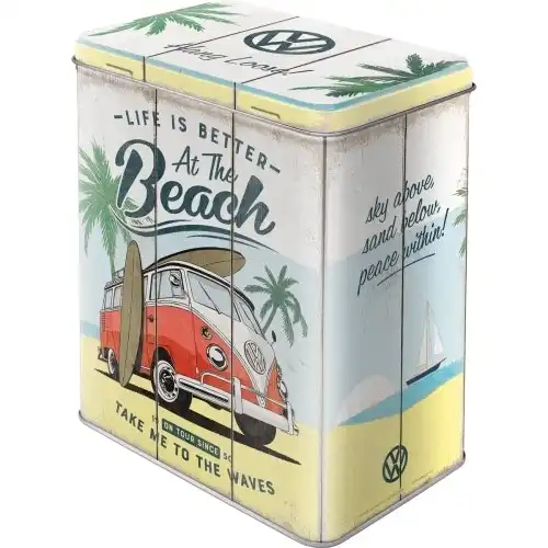 Nostalgic Art Large 14x20cm Tin Box Storage VW Bulli Life is Better at the Beach