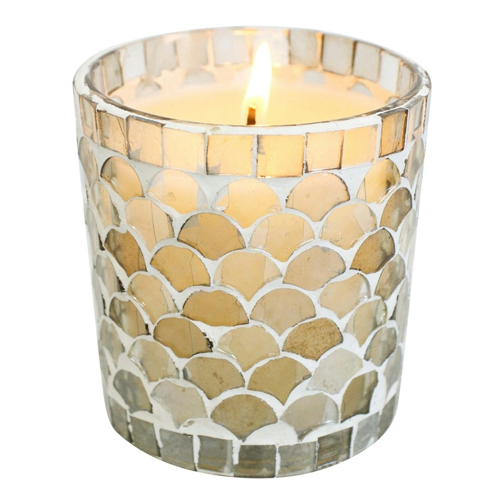 Glass Wax 9cm Candle Tabletop Home Decor Display Crete-White Magnolia White