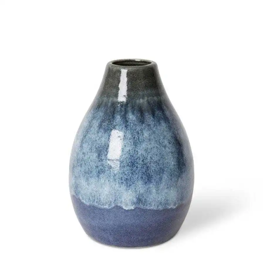 E Style Arabella 24cm Ceramic Plant/Flower Vase Tabletop Display Decor Blue