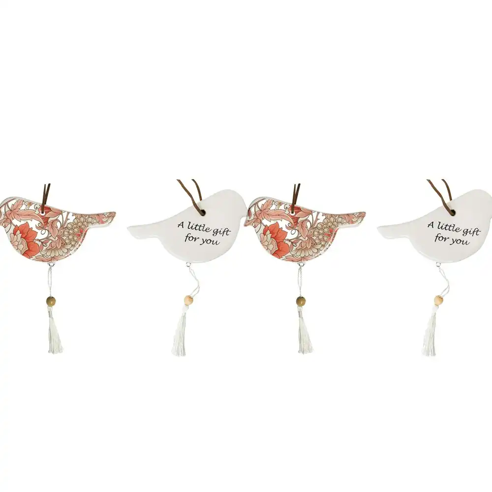 2x Ceramic Hanging 12cm Bird Folk w/ Tassel/Hanger Ornament Home Room Decor ORNG