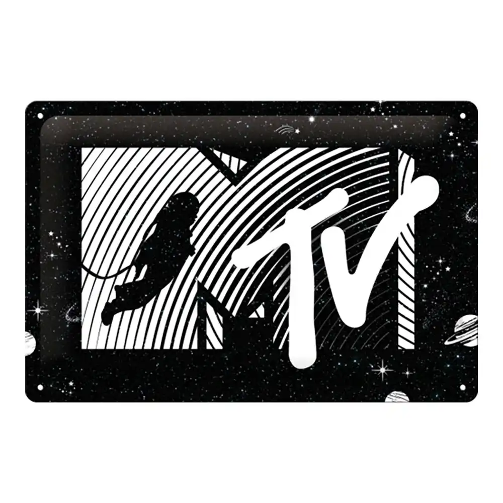 Nostalgic Art 20x30cm Medium Metal Sign MTV Moonman Logo Universe Home/Bar Decor