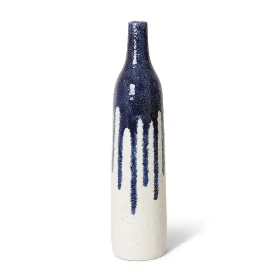 E Style Isla 52cm Ceramic Flower/Plant Vase Tabletop Display Decor Blue/WHT
