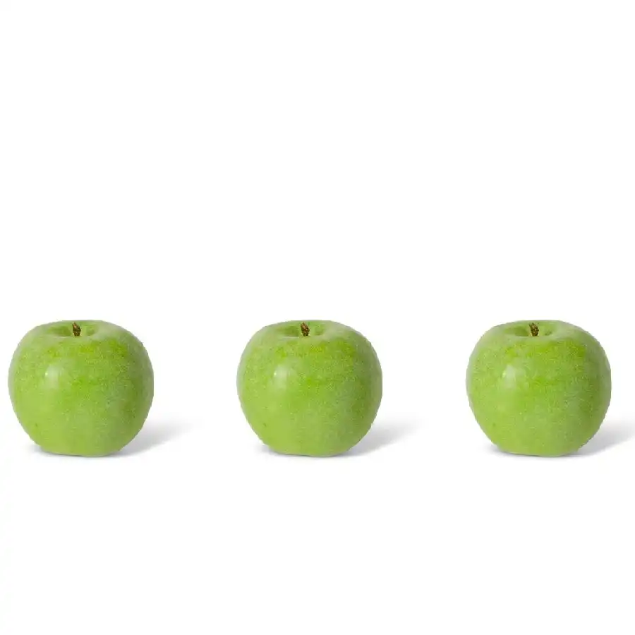 3x E Style 8cm Plastic Granny Smith Apple Fruit Ornament Decor Display Green