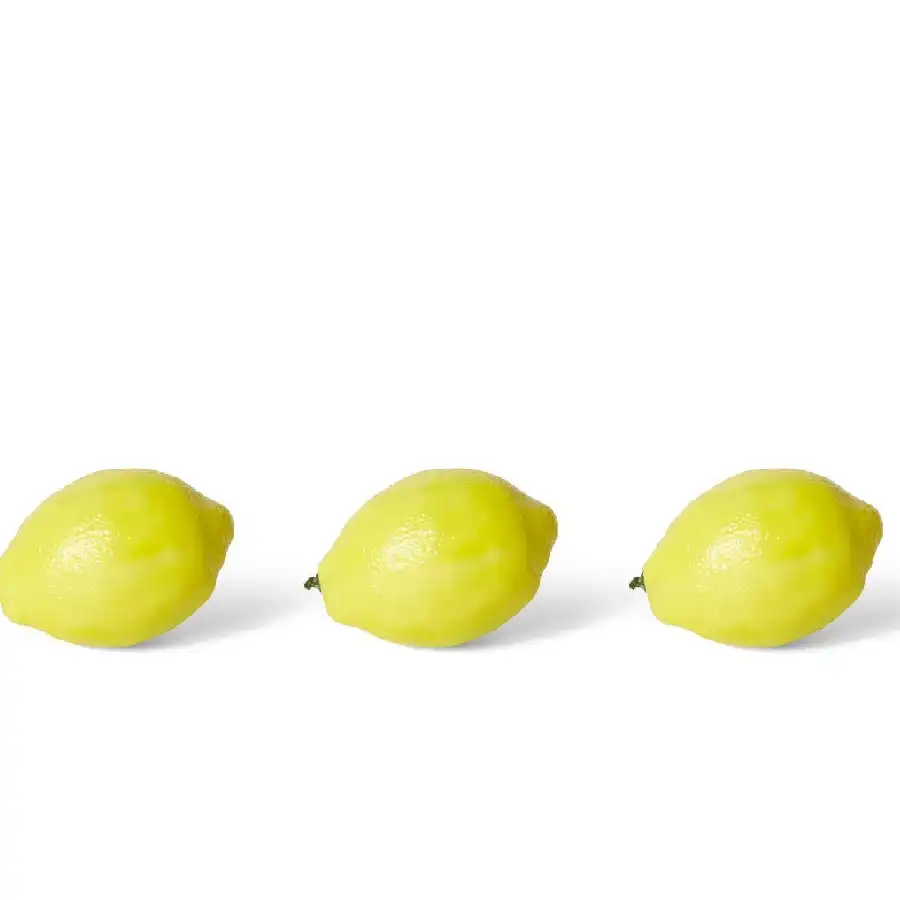 3x E Style 10cm Plastic Lemon Fruit Ornament Tabletop Decor Display Yellow