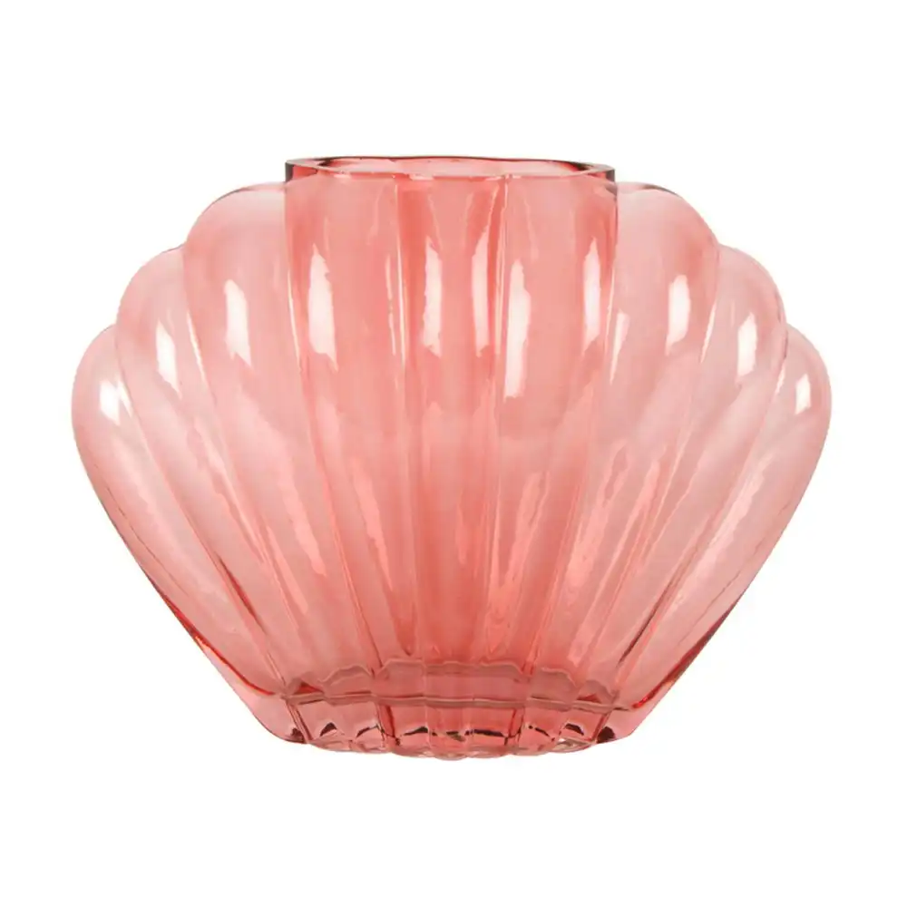 Maine & Crawford Bowie 22x17cm Shell Glass Flower Vase Home/Office Decor Pink