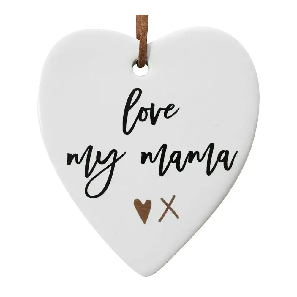 3x Ceramic Hanging 9cm Heart Love Mama w/ Hanger Ornament Home/Office Room Decor