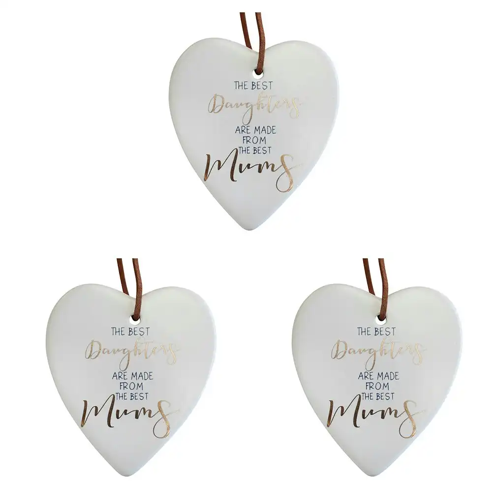3x Ceramic Hanging 9cm Heart Daughters w/ Hanger Ornament Home/Office Room Decor