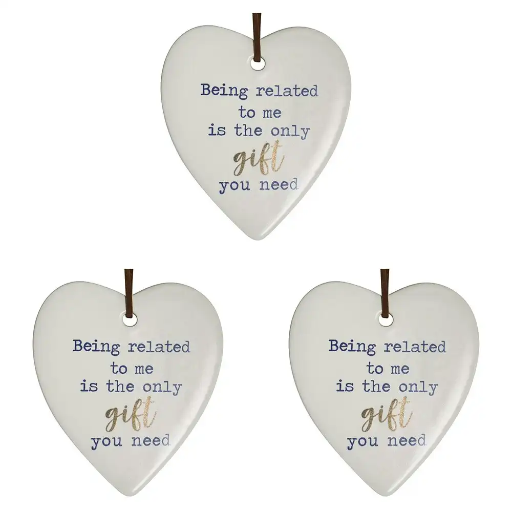 3x Ceramic Hanging 9cm Heart Related Only Gift w/Hanger Ornament Home Room Decor
