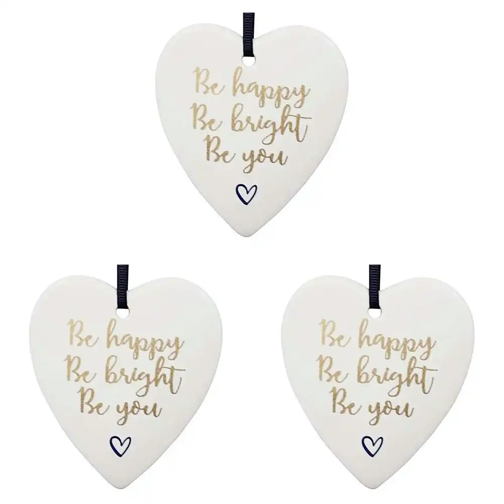3x Ceramic Hanging 8x9cm Heart Be You w/ Hanger Ornament Home/Office Room Decor
