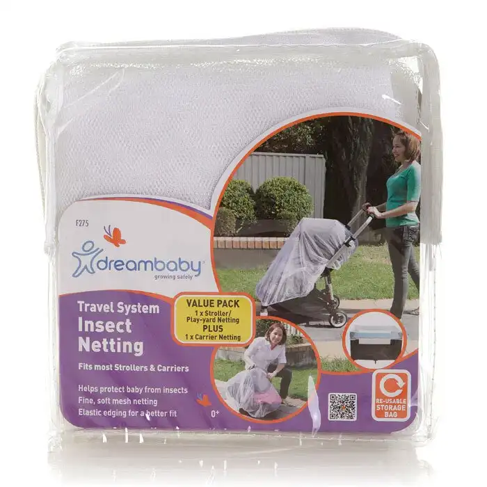 2pc dreambaby Travel System Insect Netting Baby 0m+ For Stroller/Carriers White